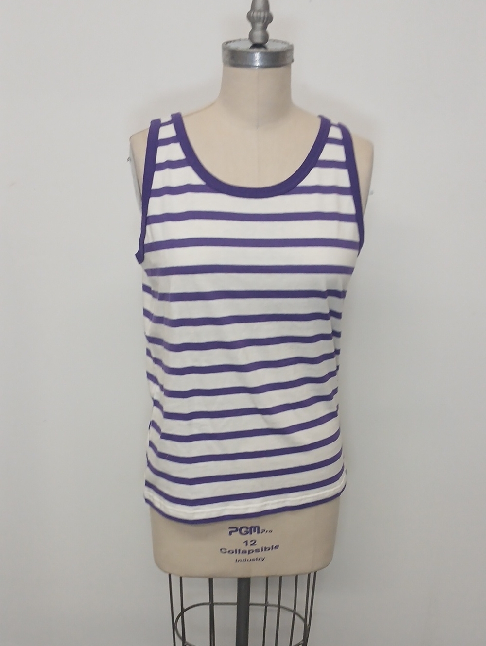 Vintage Liz Sport Purple & White Striped Tank Size L
